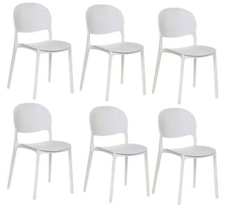 Far Kit 6 Sedie Polipropilene Cucina Bar Ristorante Sedia Interno Esterno Bianco 150ro