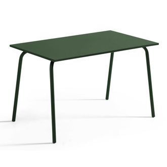 Oviala Mesa de jard&iacute;n de acero de 120 x 70 cm verde bosque
