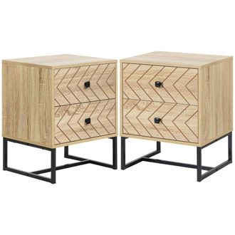 HOMCOM 2 mesitas de noche 48x39.5x60 cm madera natural