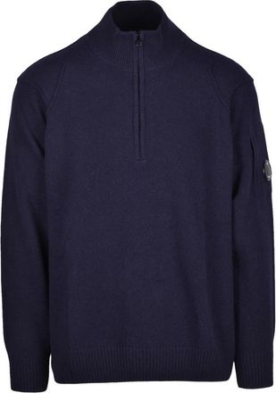 C.P. Company Polo Kraag Wolmix Trui - Heren - Coltruien - Blauw - S - Wol - Truien & Vesten