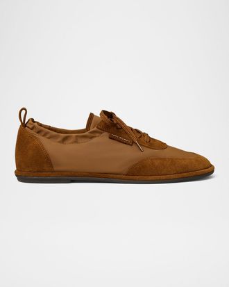 Tory Burch Ballet Suede and Nylon Low-Top Sneakers