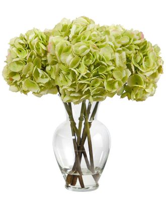 Nearly Natural 18In Hydrangea Artificial Arrangement In Glass Vase