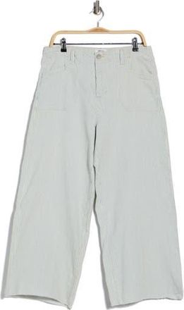 Kensie High Waist Raw Hem Crop Wide Leg Jeans in Mini Pinstripe Camde at Nordstrom Rack, Size 10