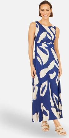 Yumi Cotton Abstract Print Maxi Dress in Navy at Nordstrom, Size 10