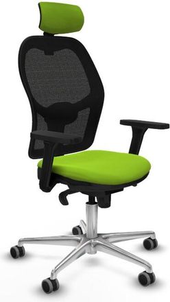 Piqueras y Crespo Piqueras Y Crespo - Jorquera Sincro Malla Negra Similpiel Pistacho Brazos 3d Base Aluminio Cabecero 2d Ruedas 65mm Engomada