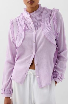 Scalpers Pleats Frill Shirt in Lilac at Nordstrom, Size X-Small Eu