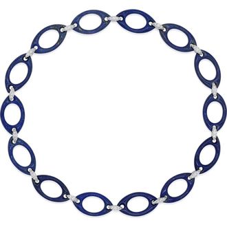 Fred Leighton Lapis Lazuli & Diamond Oval Link Necklace in White Gold at Nordstrom, Size 16.5