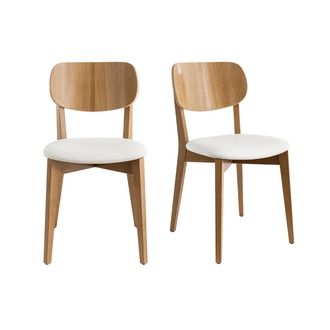 Miliboo Miliboo - Sillas Vintage Roble Y Asiento Blanco (lote De 2) Lucia