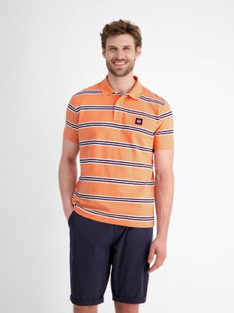 Lerros Poloshirt LERROS Herren Poloshirt in Rugby-Optik, Herren, Gr. L, pale papaya, 100% Baumwolle, ohne Ausschnitt, Shirts Poloshirt