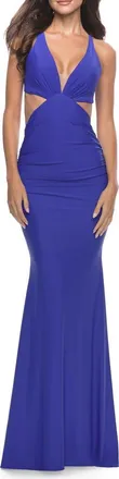 La Femme Prom Dress with Cut Out Sides and Low Open Back in Royal Blue at Nordstrom, Size 4