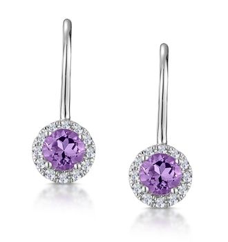 The Diamond Store Amethyst 0.57CT And Diamond 9K White Gold Earrings