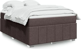 vidaXL Cama Box Spring Con Colch&oacute;n Tela Marr&oacute;n Oscuro 140x200 Cm Vidaxl