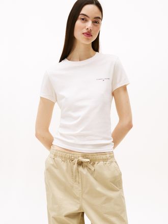Tommy Jeans Kurzarmshirt TOMMY JEANS TJW SLIM LINEAR SS TEE EXT, Damen, Gr. XXL (44), weiss (ancient wei&szlig;), Jersey, Obermaterial: 100% Baumwolle, unifarben, Rundh