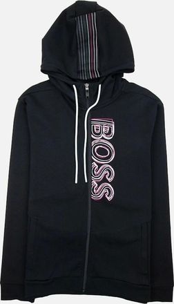 HUGO BOSS Mens Hugo Boss Saggy 1 Multi Logo Zip Up Hoody Black 001 - Size: 42