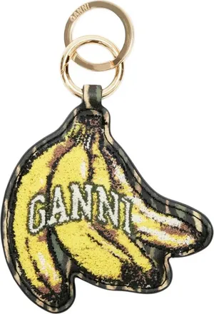 Ganni Accessoires, Dames, Zwart, ONE Size, Leer, Sleutelhanger met clip