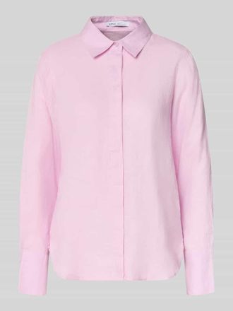 Mango Regular Fit Leinenbluse mit verdeckter Knopfleiste in Rosa, Gr&ouml;&szlig;e XL