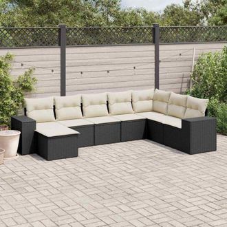 vidaXL Vidaxl - Set Divani da Giardino con Cuscini 8 pz Nero in Polyrattan