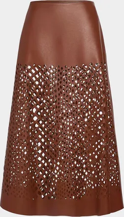 TWP The A-Line Leather Skirt with Laser Cutouts