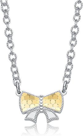 Rachel Glauber Two-Tone Graceful Bond Bow Necklace