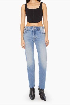 Mother Hiker Hover Mid-Rise Slim Straight Jeans In Penny For Your Thoughts