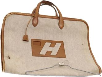 Herm&egrave;s Pre-owned Canvas travel-bags - Dames - Vintage Accessoires - Beige - ONE Size - Leer - Vintage