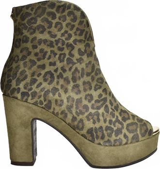 Cordani Womens Tabbi Peep-Toe Bootie In Green Cheetah