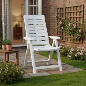 Dmora Dmora Fauteuil Pliant Multi-positions, Made In Italy, 60 X 61 X 109 Cm, Couleur Blanc