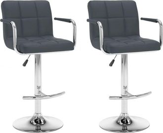 vidaXL Taburetes de cocina 2 unidades cuero sintético gris vidaXL