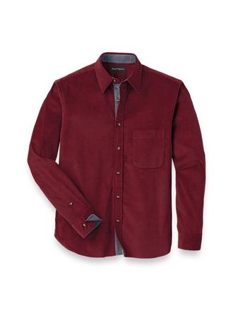 Paul Fredrick Slim Fit Cotton Corduroy Casual Shirt in Burgundy at Nordstrom, Size X-Large