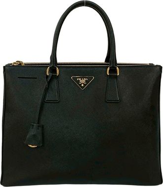 Prada Black Leather Handbag Tote Bag (Pre-Owned)