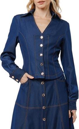 Ciebon Kaylee Princess Seam Denim Button-Up Shirt in Navy at Nordstrom Rack, Size X-Small