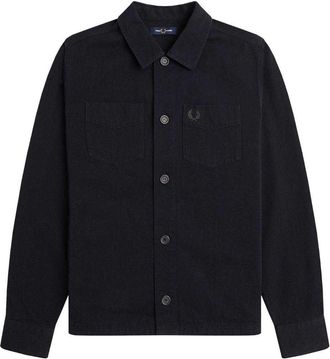 Fred Perry Effen Twill Overhemd Heren (Zwart)