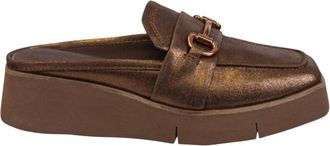 Naked Feet Womens Elect Slip On Platform Mule In Bronze