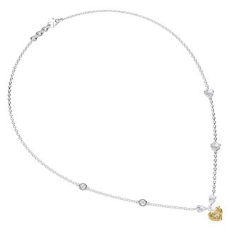 Diamond2Deal 925 Sterling Silver 3 Ct Heart Shape White Yellow Lab Grown Diamond Pendant Necklace 18 VS1