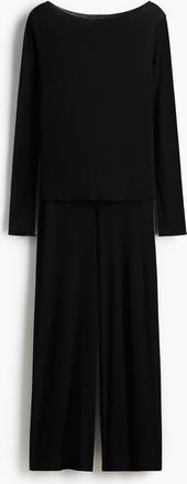 H&M Gerippter Pyjama - Schwarz