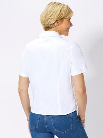 Casual Looks Hemdbluse CASUAL LOOKS, Damen, Gr. 38, weiss (wei&szlig;), 50% Baumwolle, 50% Polyester, unifarben, Blusen Hemdbluse