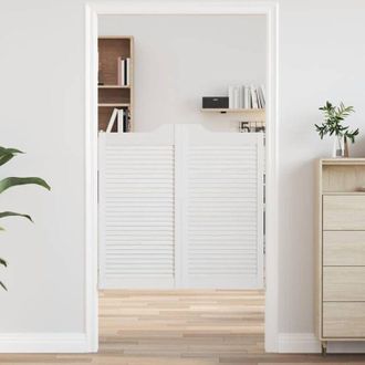 vidaXL Porte a Battente 2-Paio Design a Lamelle Bianco 100x100 cm - Vidaxl