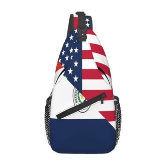 Generic Paraguay American Flag Half Paraguayan Shoulder Bag Lightweight Cross Body Bag Breathable Daypack For Cycling Outdoors Workout