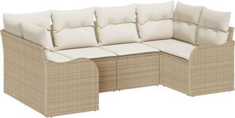 vidaXL Vidaxl - Garden Sofa Set with Cushion 6 pcs Beige, white Poly rattan