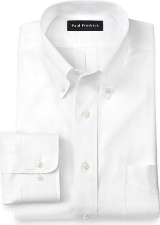 Paul Fredrick Slim Fit Non-iron Cotton Pinpoint Solid Button Down Collar Dress Shirt
