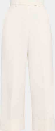Thom Browne High-Rise Organic Cotton Canvas Straight-Leg Crop Trousers