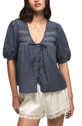 Lucky Brand Smock Button-Up Top in Vintage Indigo at Nordstrom, Size X-Large