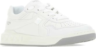 Valentino Garavani Mens White Nappa Leather One Stud Sneakers Biancobiancobiancobiancopastelgrey
