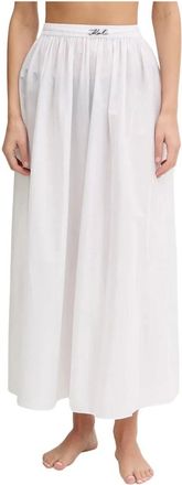 Karl Lagerfeld Rokken, Dames, Wit, XL, Katoen, DNA Lange Rok