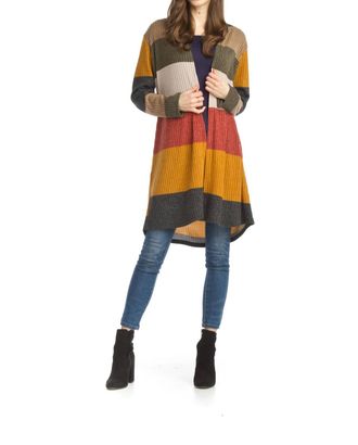 Papillon Stripe Long Sleeve Cardigan In Multi