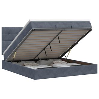 vidaXL Letto Ottomano Con Materasso Grigio Scuro 140 X 190 Cm Velluto Vidaxl