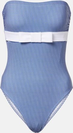 Karla Colletto Costume intero a quadri con fiocco