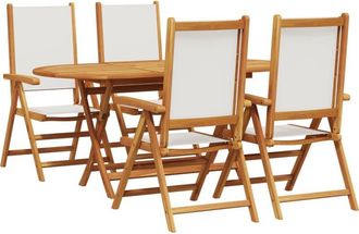 vidaXL Garden Dining Set Folding 5 pcs Cream white Solid acacia wood Vidaxl
