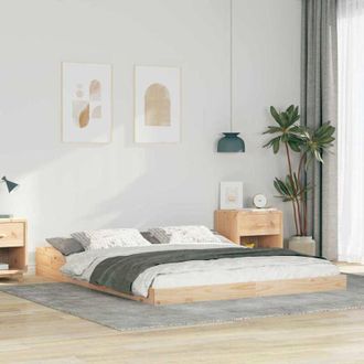 vidaXL Estructura de cama Marrón 140 x 200 cm Madera de pino macizo vidaXL