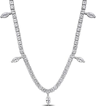 Mimi & Max 11 1/2ct TGW Created White Sapphire Charm Necklace in Sterling Silver-17 in